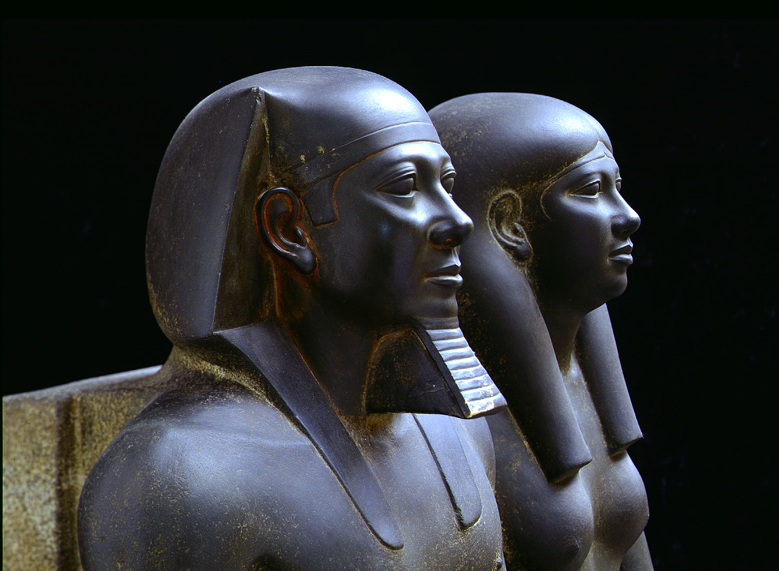Digital Giza Greywacke pair statue of Menkaure and Queen