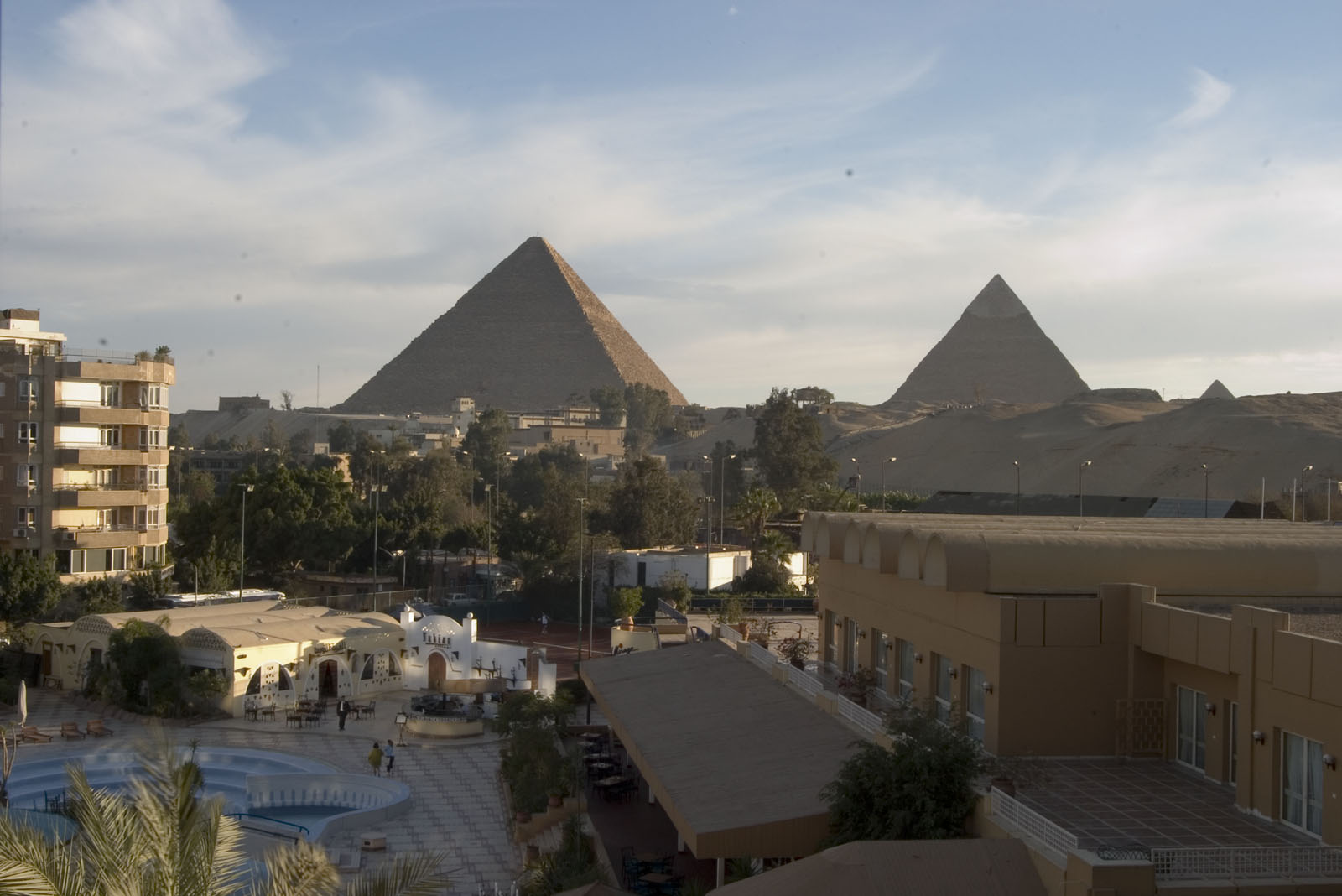 General view/misc.: Site: Giza; View: Khufu pyramid, Khafre pyramid