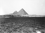 General view: Site: Giza; View: Giza, Khufu pyramid, Khafre pyramid